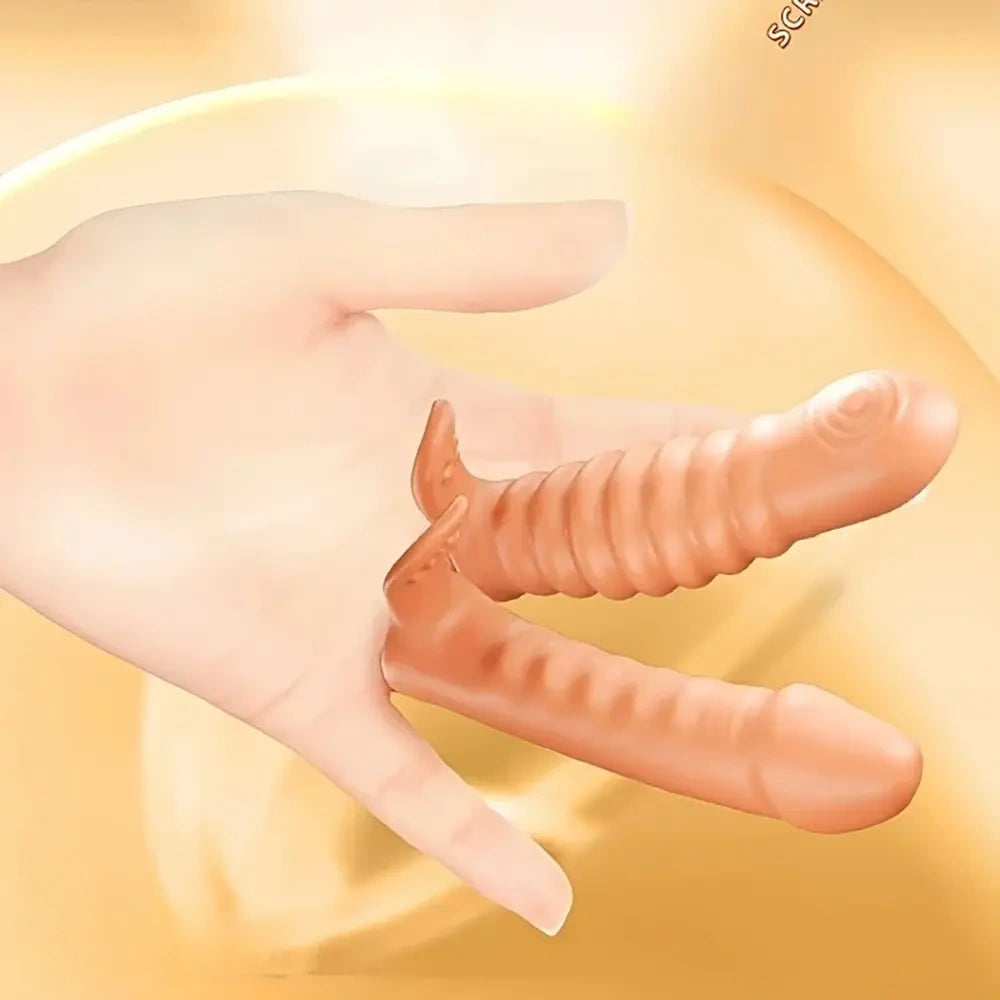 3.43in G-Point Finger Dildo Sleeve Massager Soft Rubber Vaginal & Anal