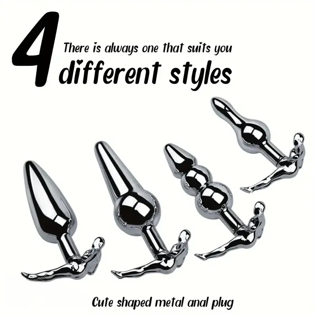 3.52in 3.94in 4.11in 4.49in Cute Shape Small Metal Anal Plug Love Dildo