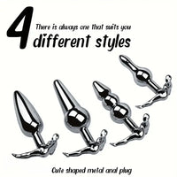 3.52in 3.94in 4.11in 4.49in Cute Shape Small Metal Anal Plug Love Dildo