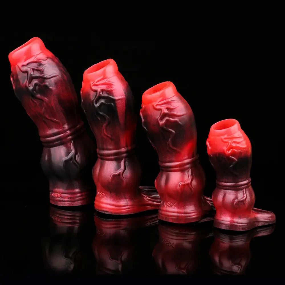 3.54in 4.72in 5.51in 6.69in Dog Knot Silicone Soft Dildo Sleeve Cock Extender
