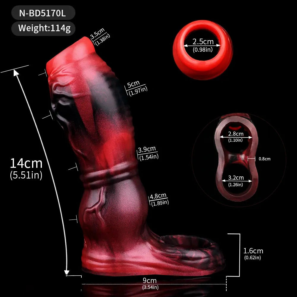 3.54in 4.72in 5.51in 6.69in Dog Knot Silicone Soft Dildo Sleeve Cock Extender