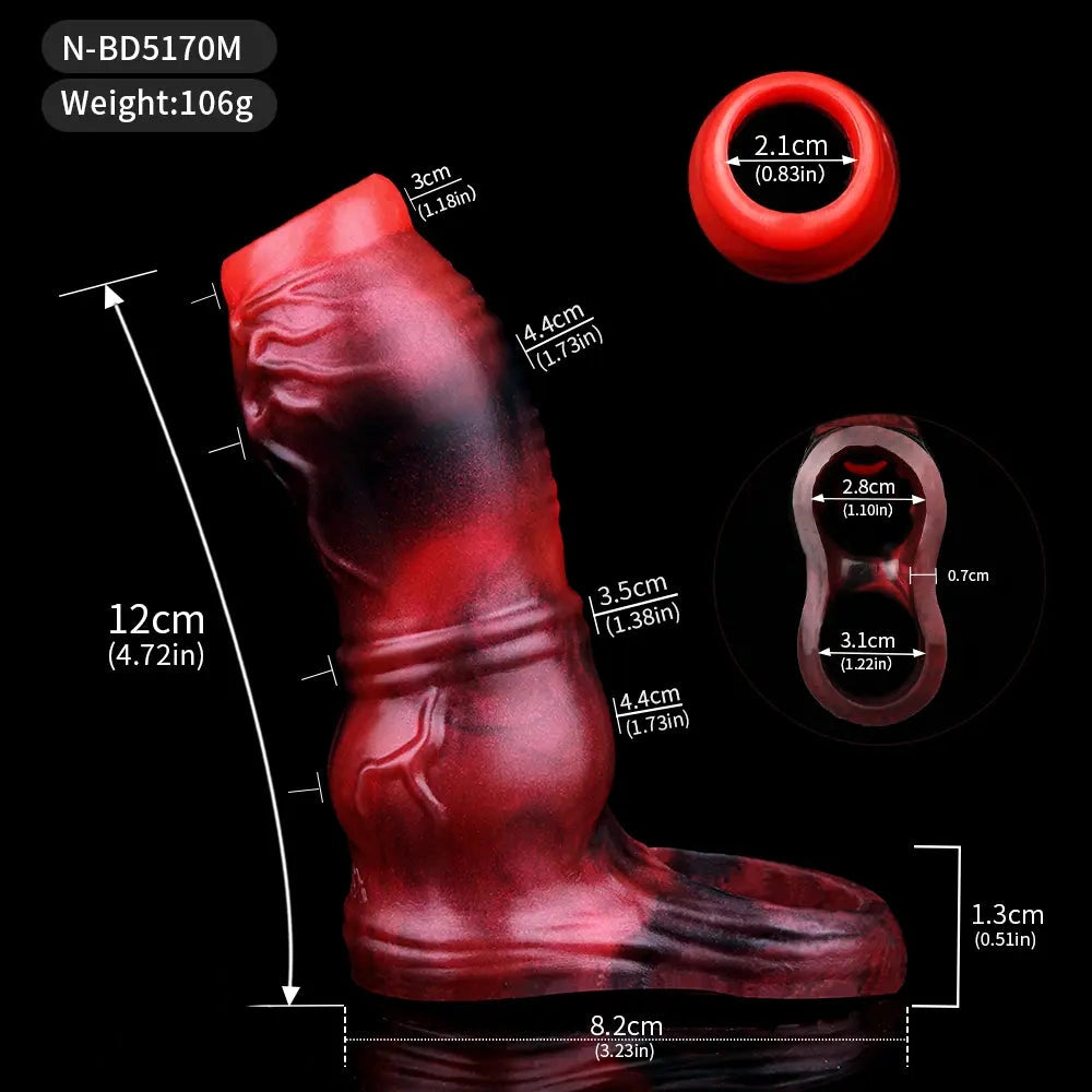 3.54in 4.72in 5.51in 6.69in Dog Knot Silicone Soft Dildo Sleeve Cock Extender