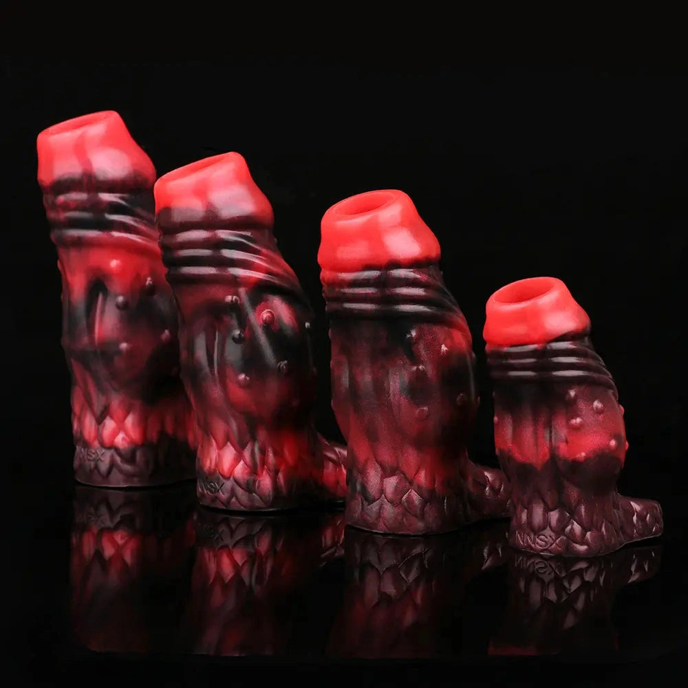 3.54in 4.72in 5.51in 6.69in Monster Scard Dildo Sleeve Cock Extender