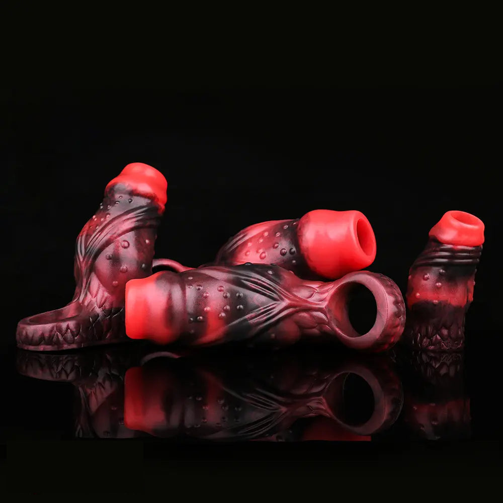 3.54in 4.72in 5.51in 6.69in Monster Scard Dildo Sleeve Cock Extender