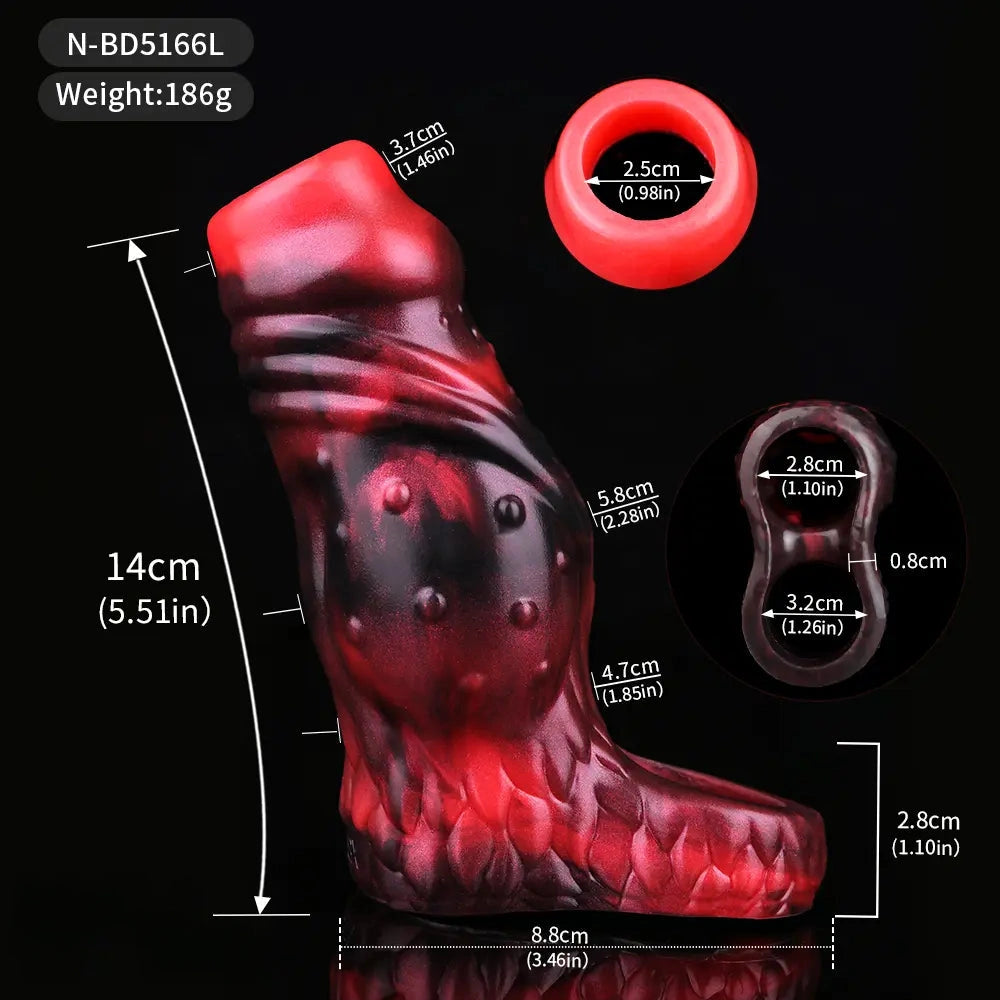 3.54in 4.72in 5.51in 6.69in Monster Scard Dildo Sleeve Cock Extender
