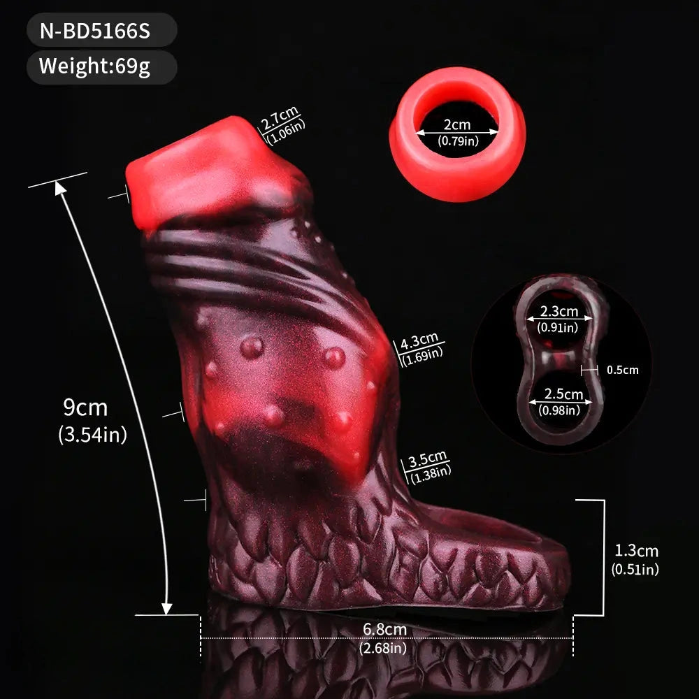 3.54in 4.72in 5.51in 6.69in Monster Scard Dildo Sleeve Cock Extender