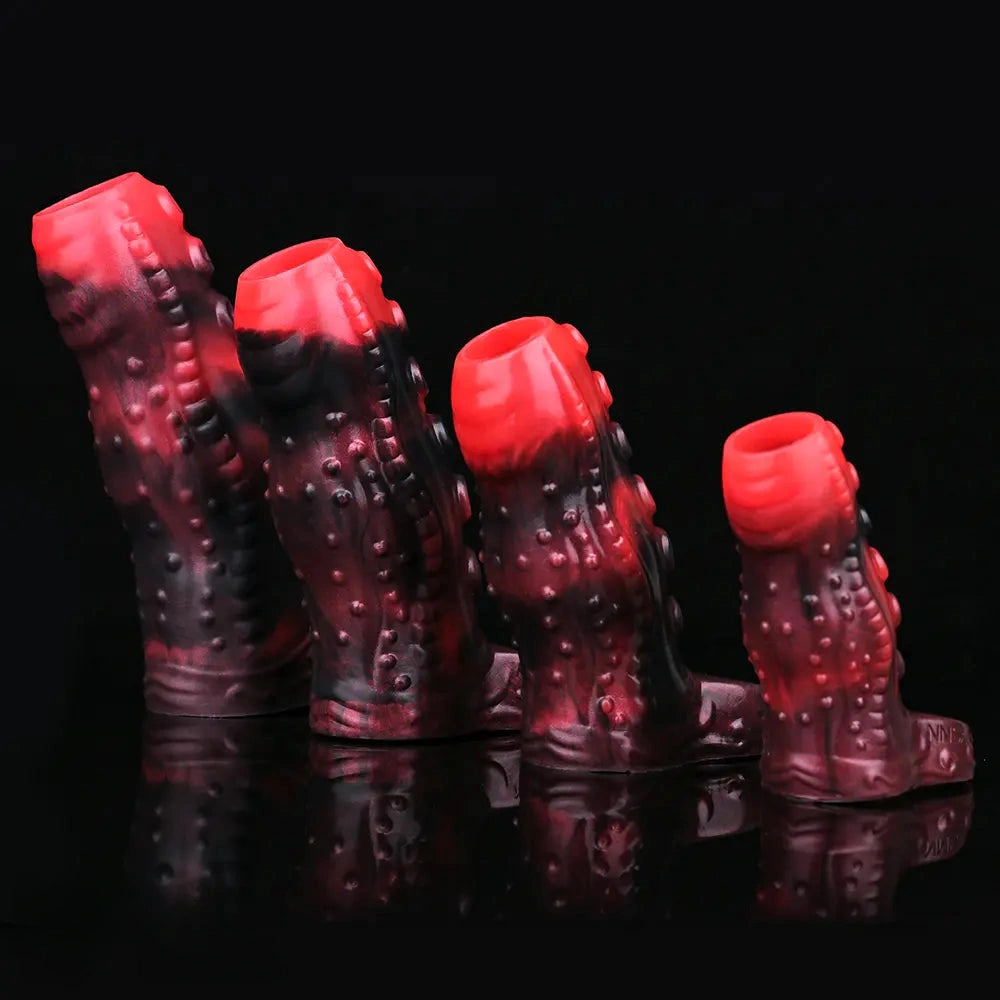 3.54in 4.72in 5.51in 6.69in Tentacle Silicone Soft Dildo Sleeve Cock Extender