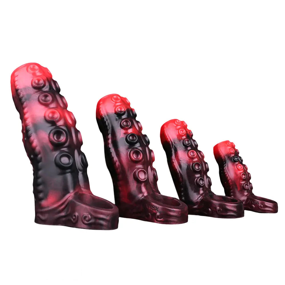3.54in 4.72in 5.51in 6.69in Tentacle Silicone Soft Dildo Sleeve Cock Extender