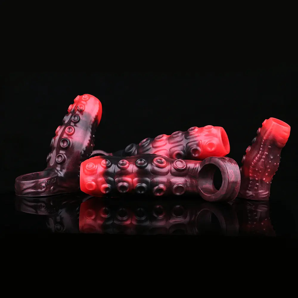 3.54in 4.72in 5.51in 6.69in Tentacle Silicone Soft Dildo Sleeve Cock Extender