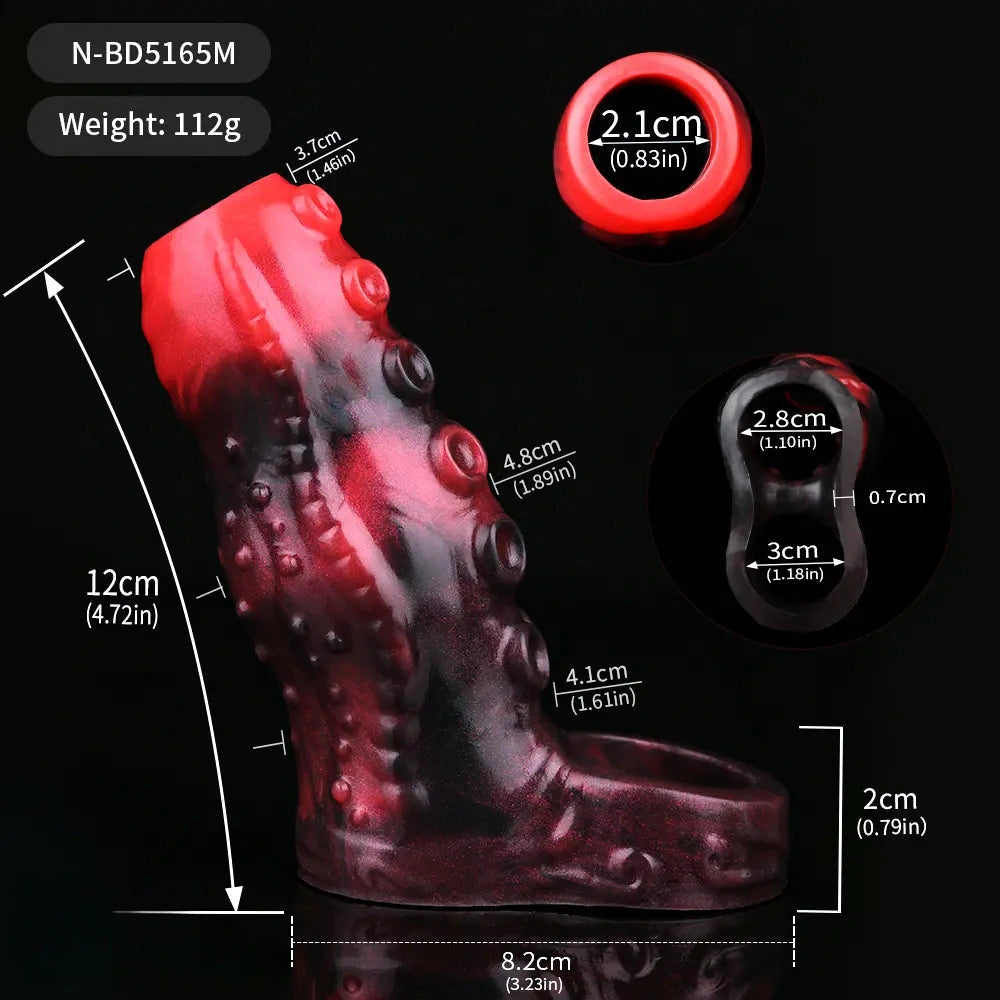 3.54in 4.72in 5.51in 6.69in Tentacle Silicone Soft Dildo Sleeve Cock Extender