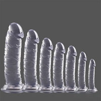 3.54in-9.84in Unisex Realistic Crystal Clear Dildo For Men Women Sex Toy