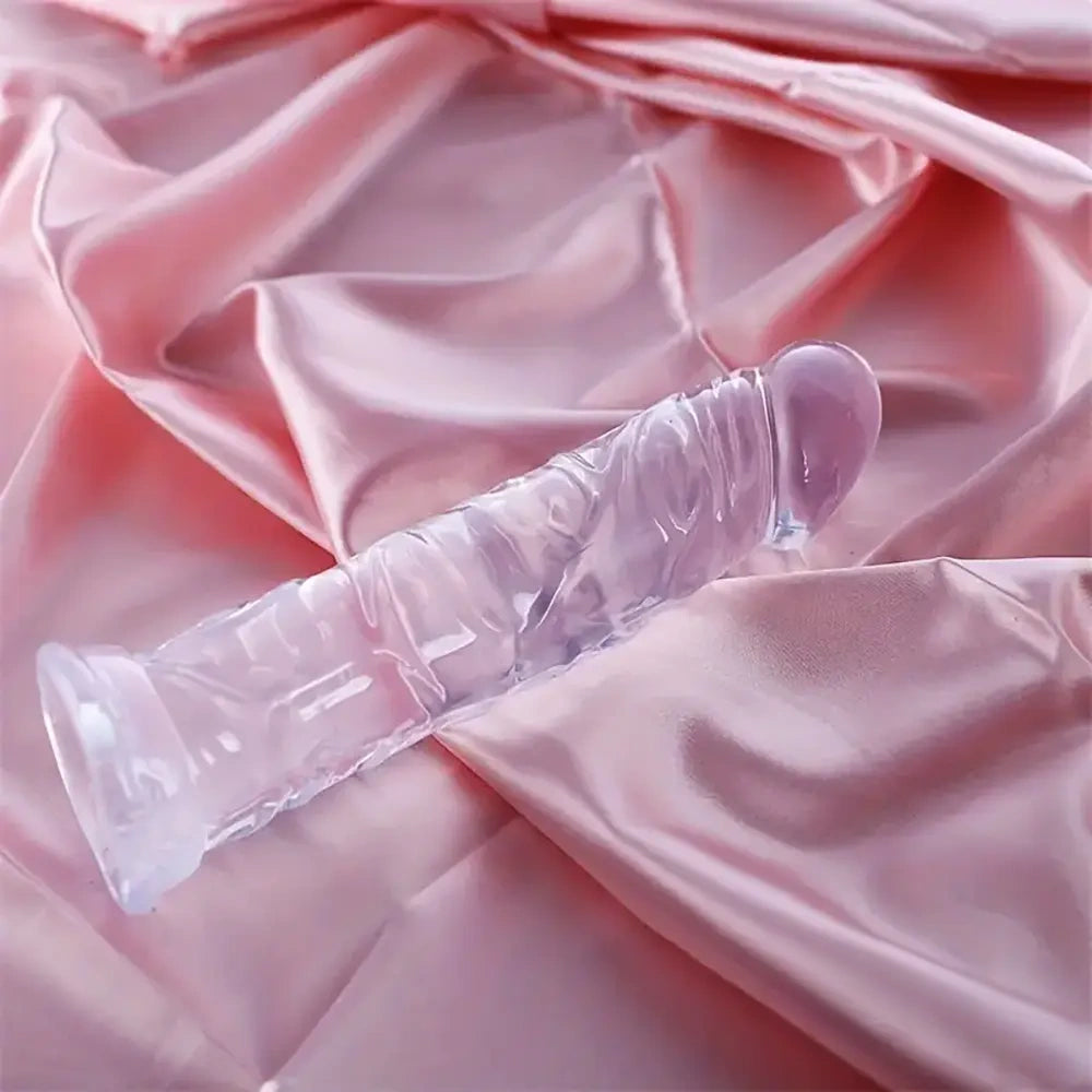 3.54in-9.84in Unisex Realistic Crystal Clear Dildo For Men Women Sex Toy