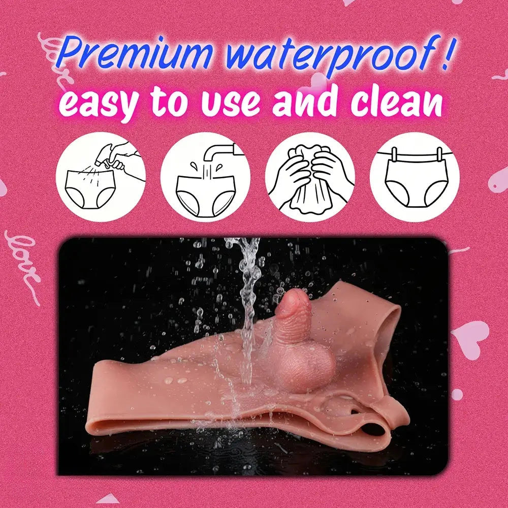 3.54in Realistic Small Solid Dildo Panty Vaginal Opening For Double Using