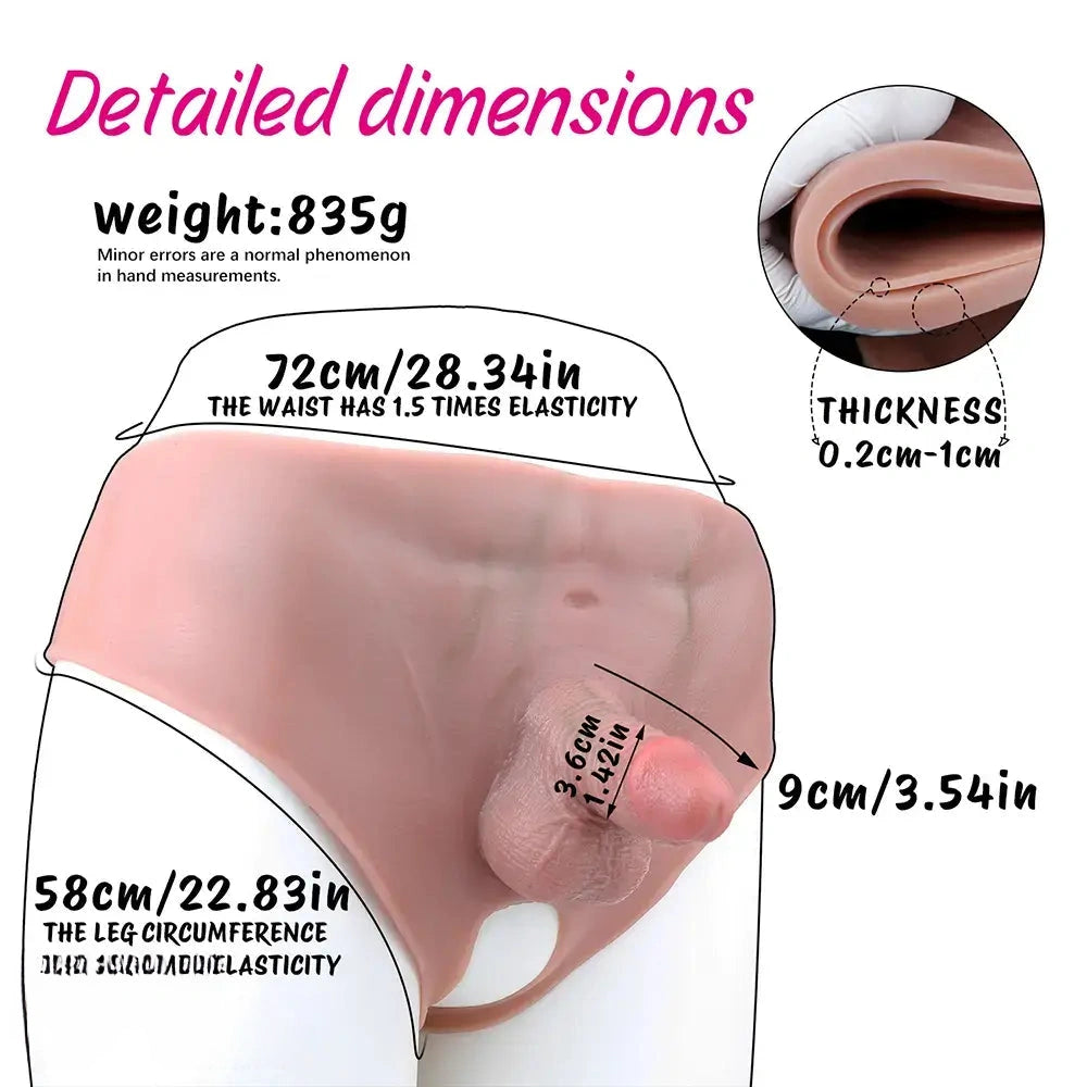 3.54in Realistic Small Solid Dildo Panty Vaginal Opening For Double Using