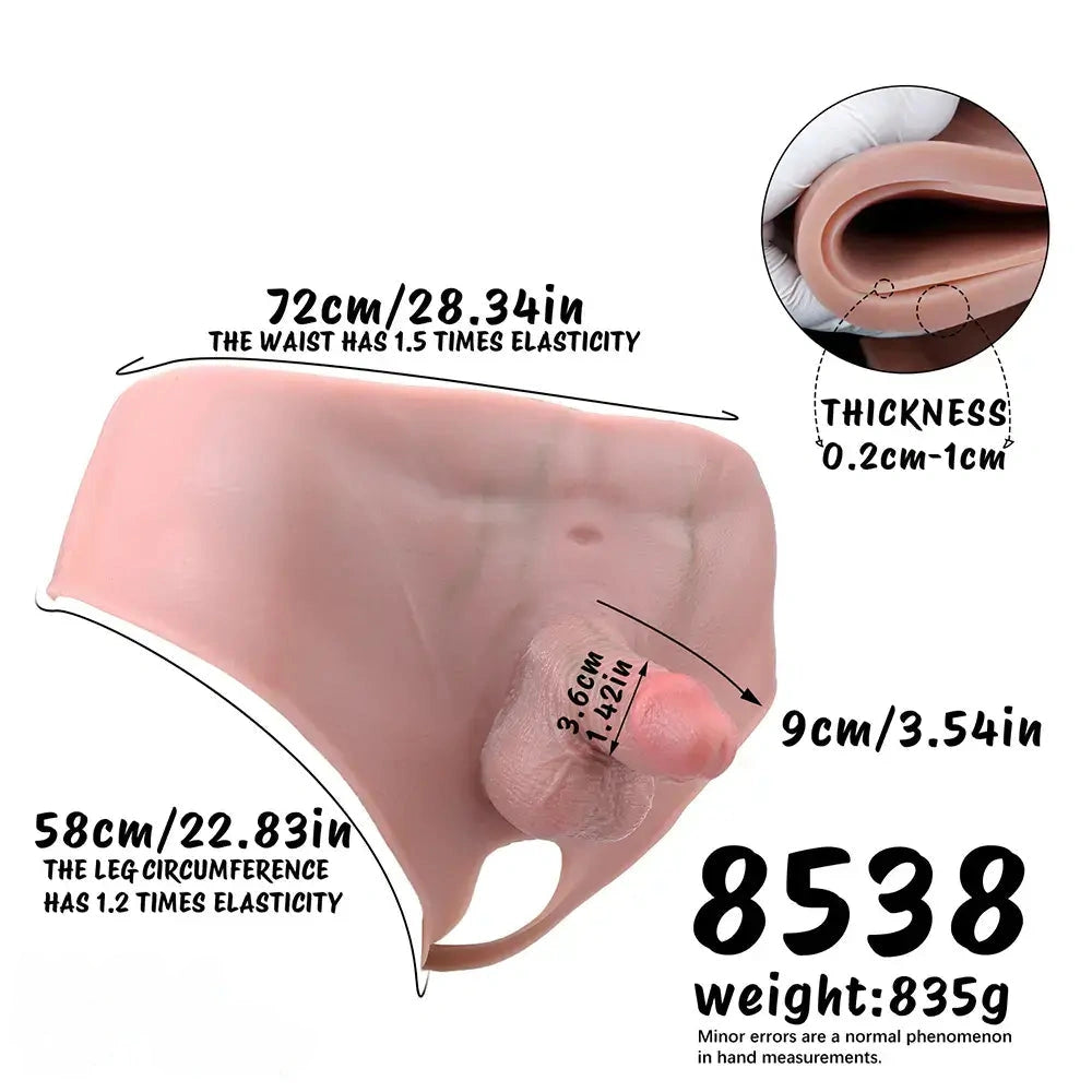 3.54in Realistic Small Solid Dildo Panty Vaginal Opening For Double Using