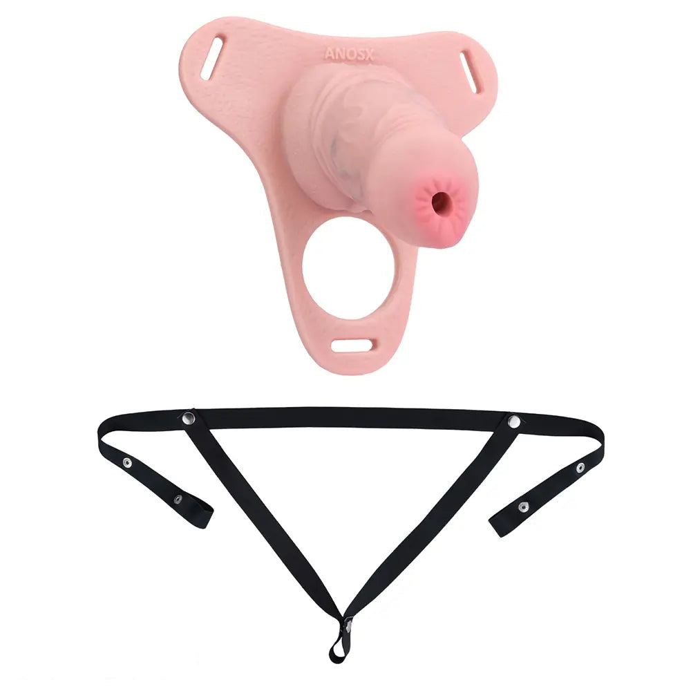 3.54in Silicone Soft Real Cock Cage Strap on Chastity Dildo With Lock