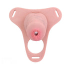 3.54in Silicone Soft Real Cock Cage Strap on Chastity Dildo With Lock