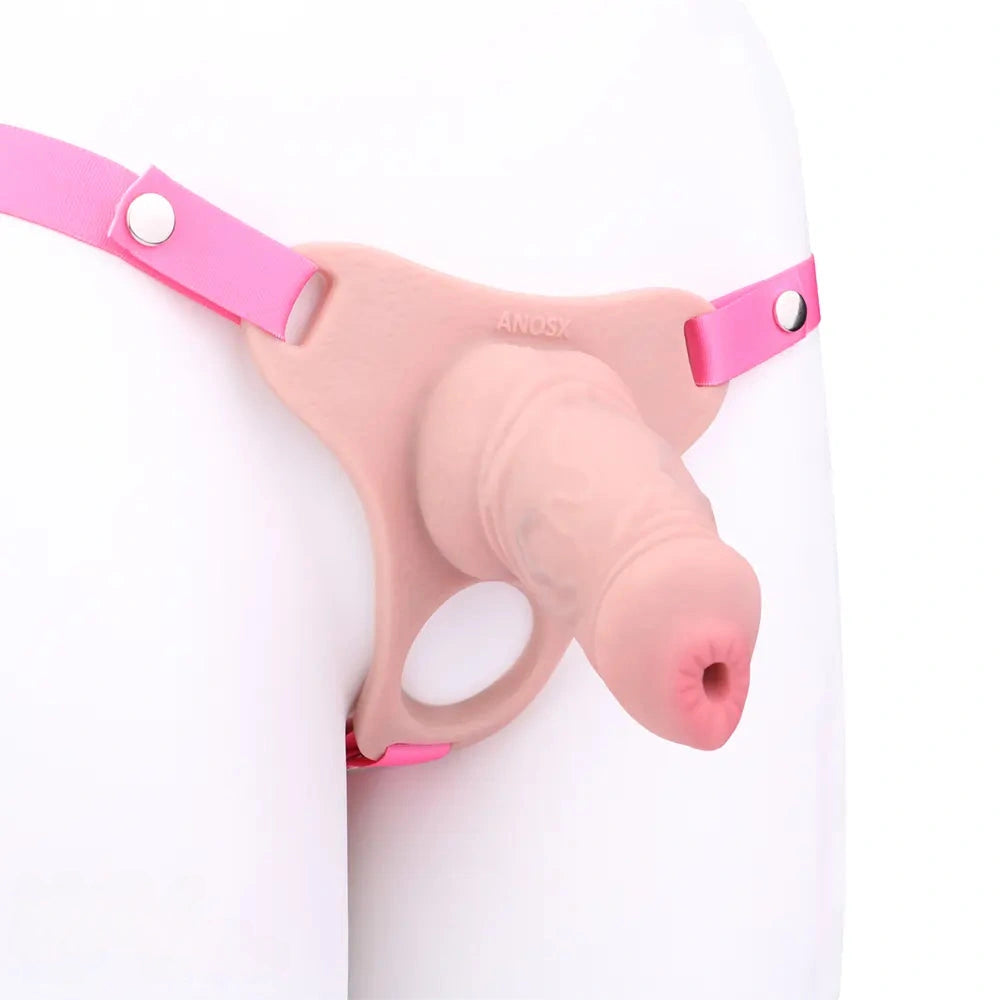 3.54in Silicone Soft Real Cock Cage Strap on Chastity Dildo With Lock