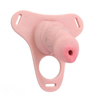 3.54in Silicone Soft Real Cock Cage Strap on Chastity Dildo With Lock