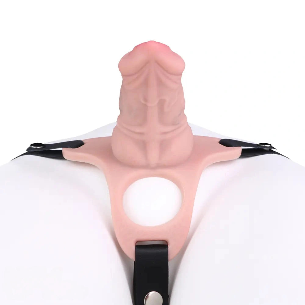 3.54in Silicone Soft Real Cock Cage Strap on Chastity Dildo With Lock