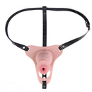 3.54in Silicone Soft Real Cock Cage Strap on Chastity Dildo With Lock