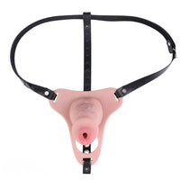 3.54in Silicone Soft Real Cock Cage Strap on Chastity Dildo With Lock