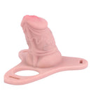 3.54in Silicone Soft Real Cock Cage Strap on Chastity Dildo With Lock