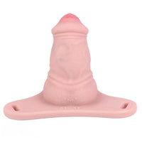 3.54in Silicone Soft Real Cock Cage Strap on Chastity Dildo With Lock