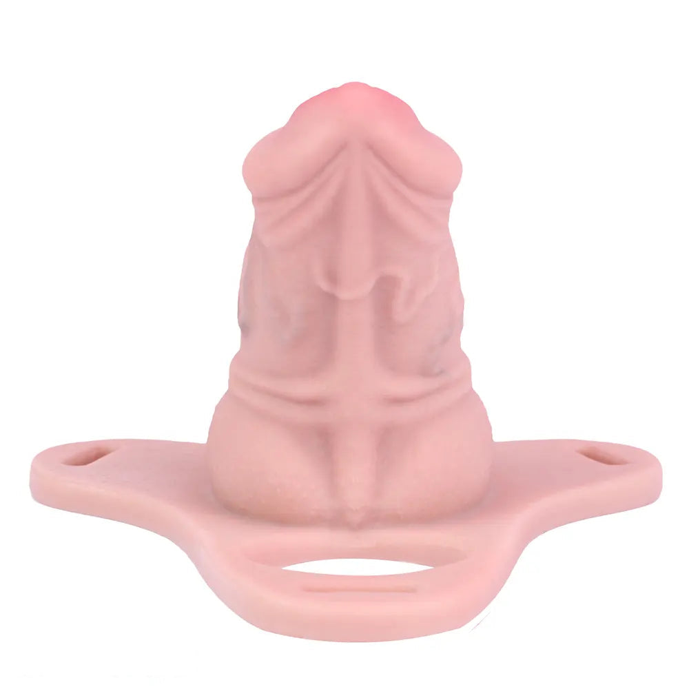 3.54in Silicone Soft Real Cock Cage Strap on Chastity Dildo With Lock
