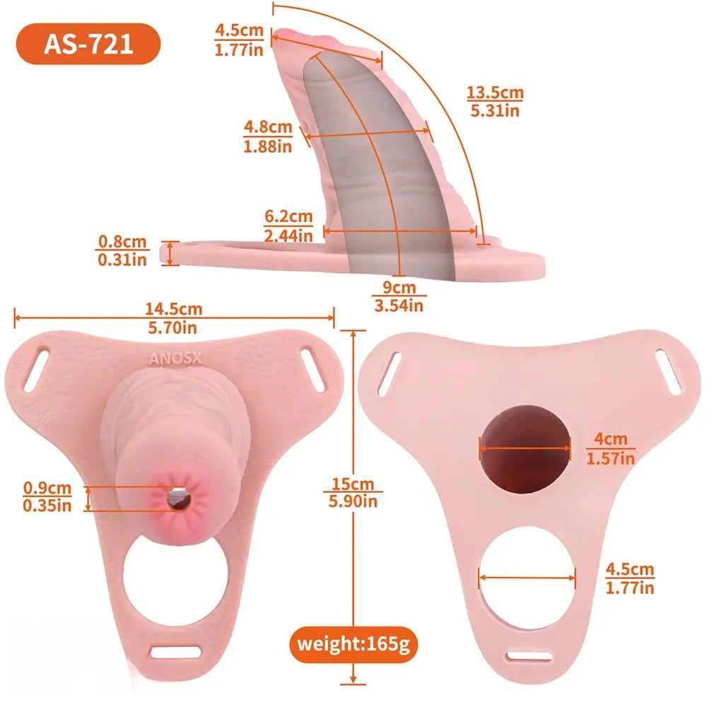 3.54in Silicone Soft Real Cock Cage Strap on Chastity Dildo With Lock