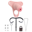 3.54in Silicone Soft Real Cock Cage Strap on Chastity Dildo With Lock