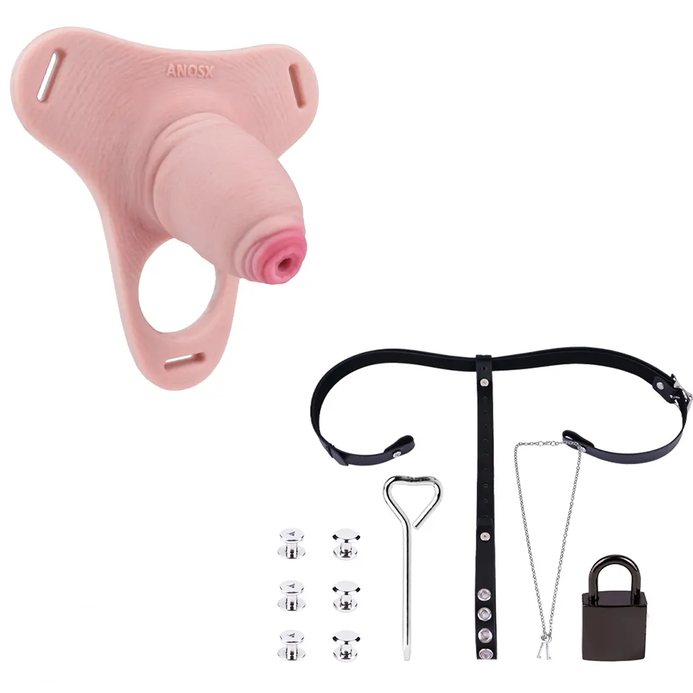 3.54in Strap on Chastity Dildo Wearable Realistic Cock Cage For Men Gay