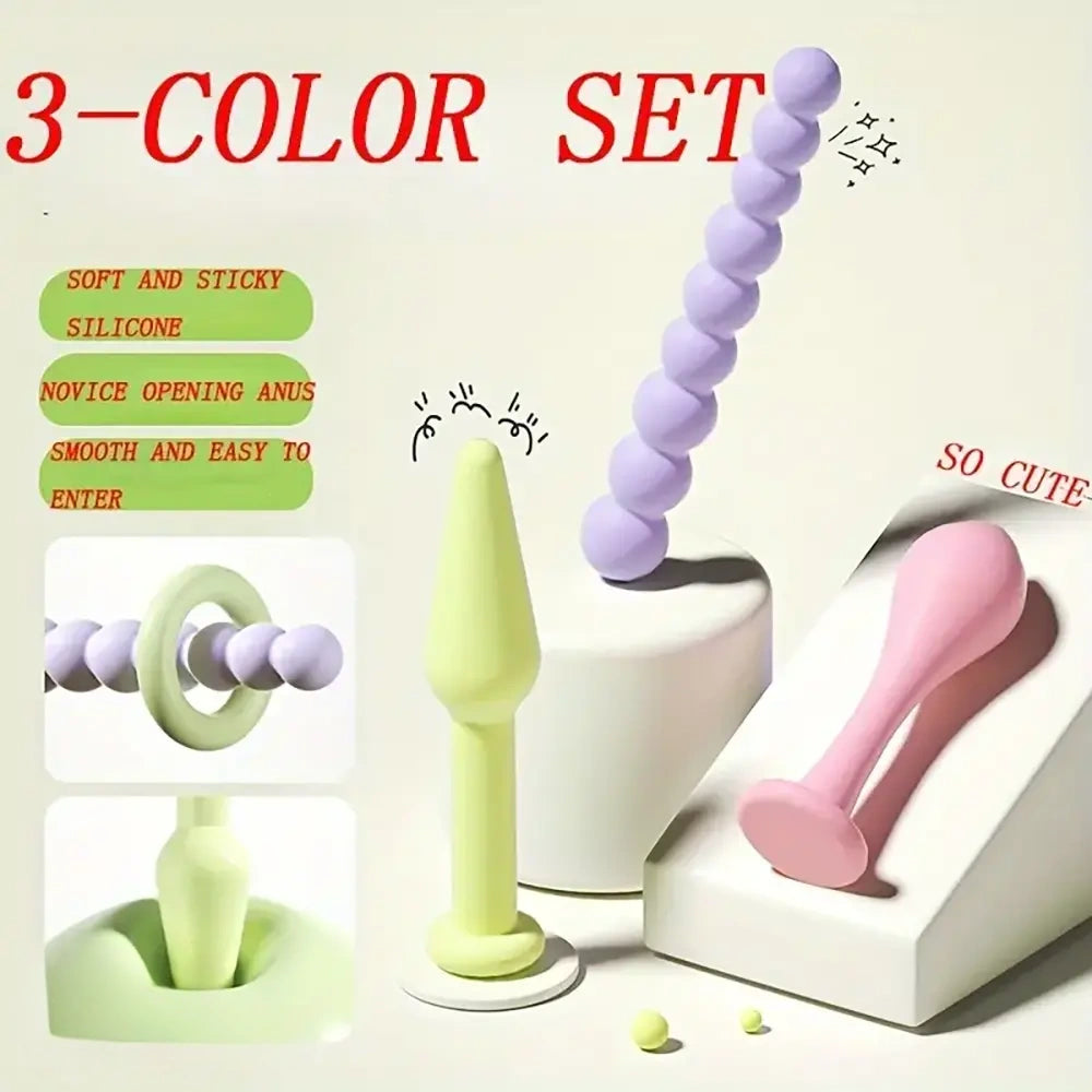 3.62in 4.57in 5.16in Small Anal Beads Soft Silicone Butt Plug Dildo
