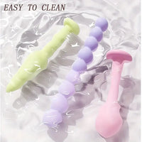 3.62in 4.57in 5.16in Small Anal Beads Soft Silicone Butt Plug Dildo