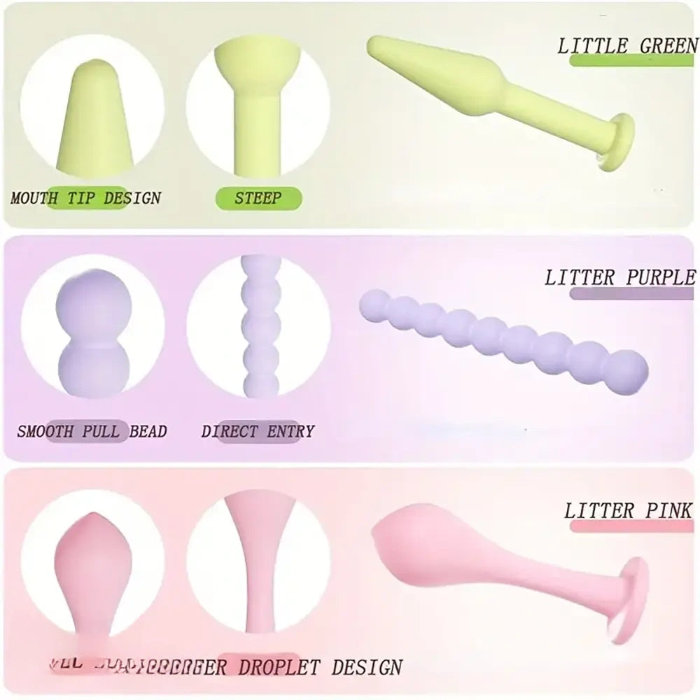 3.62in 4.57in 5.16in Small Anal Beads Soft Silicone Butt Plug Dildo