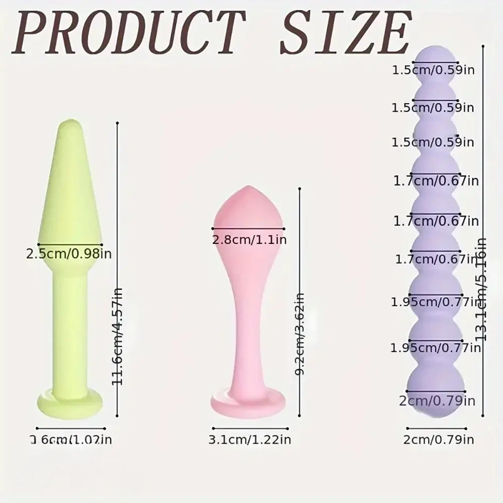 3.62in 4.57in 5.16in Small Anal Beads Soft Silicone Butt Plug Dildo