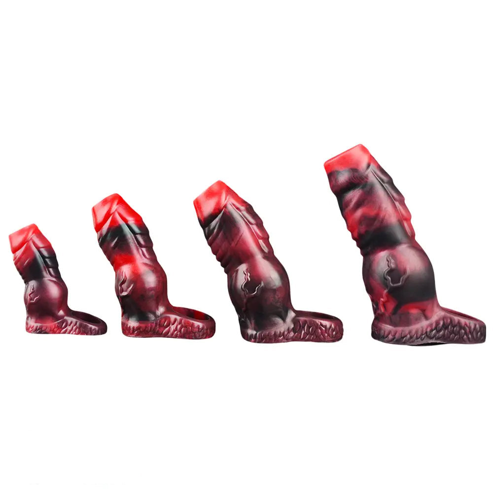 3.62in 4.72in 5.51in 6.69in Knot Animal Soft Dildo Sleeve Cock Extender