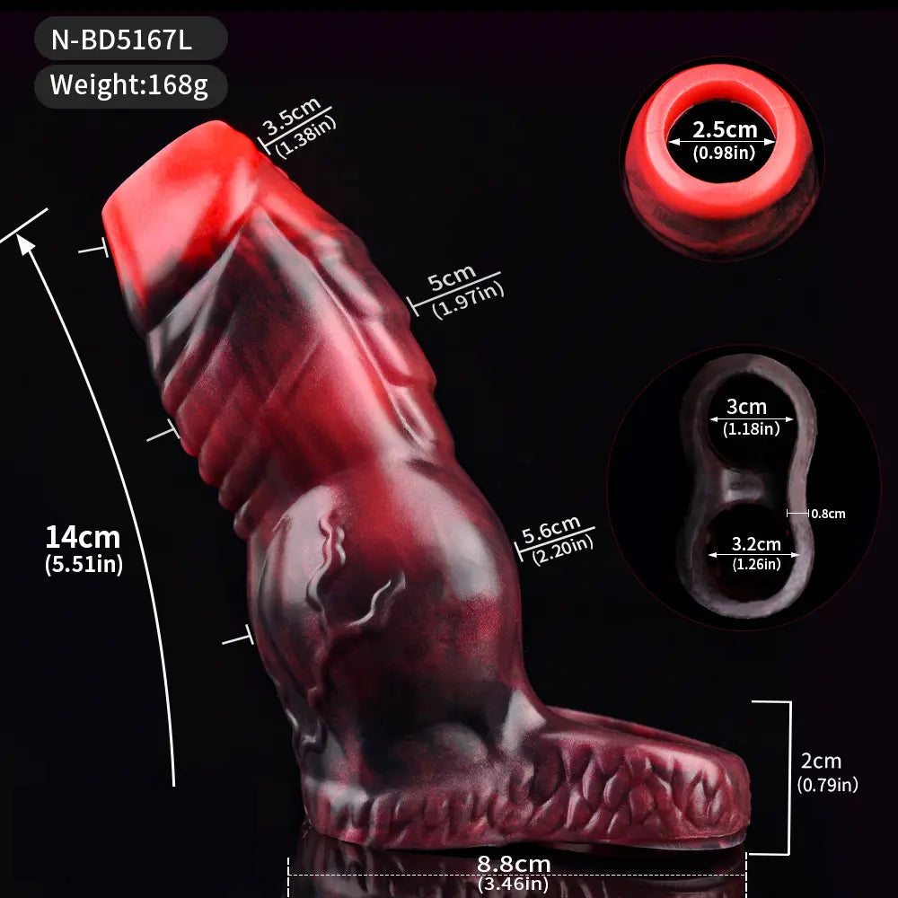 3.62in 4.72in 5.51in 6.69in Knot Animal Soft Dildo Sleeve Cock Extender