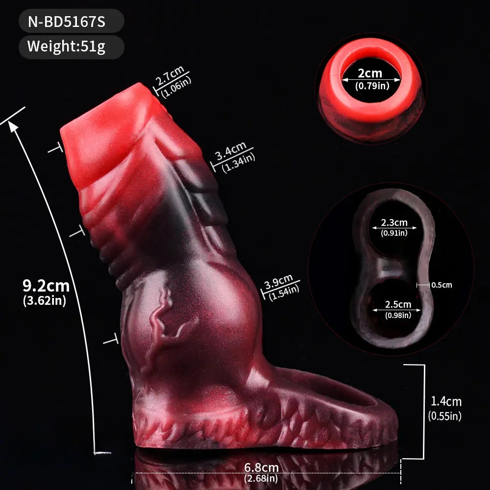 3.62in 4.72in 5.51in 6.69in Knot Animal Soft Dildo Sleeve Cock Extender