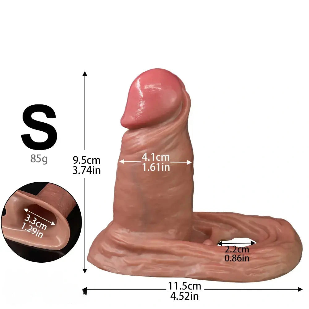 3.74in 5.11in 6.49in Realistic Hollow Small Cock Dildo Sleeve With Penis Ring
