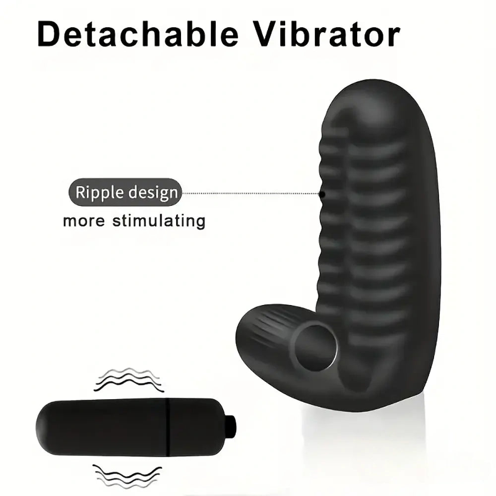 3.74in Mini Finger Black Vibrating Dildo With Bullet Sex Toy Vibrator