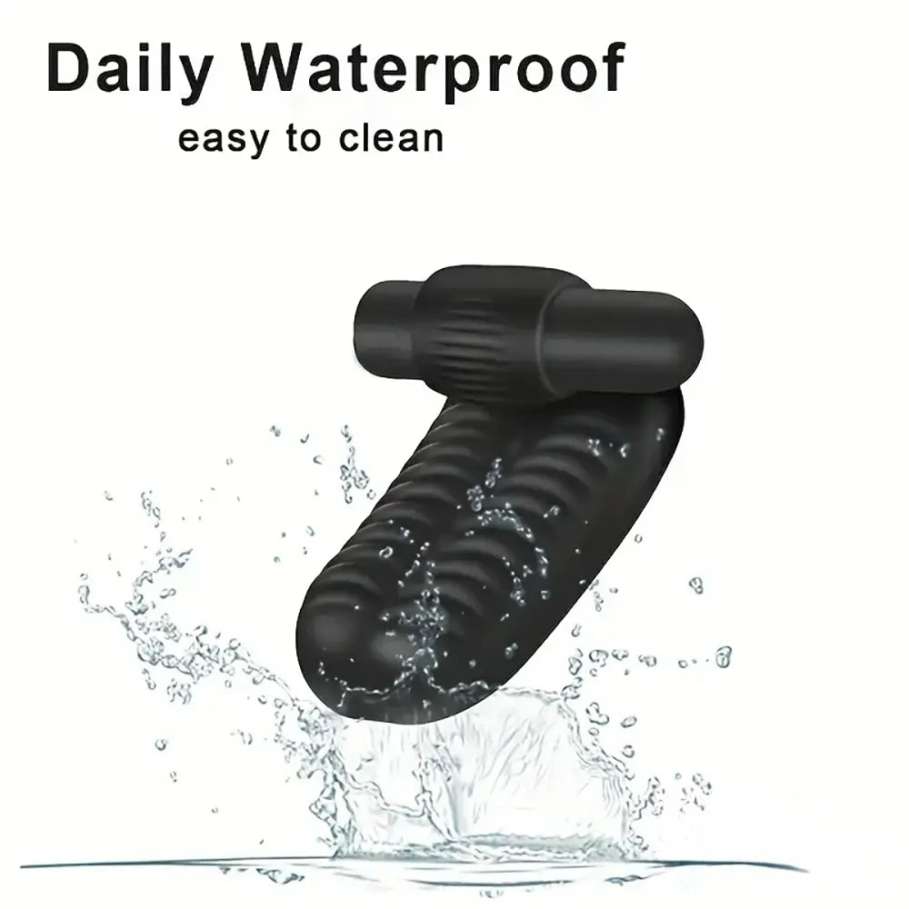 3.74in Mini Finger Black Vibrating Dildo With Bullet Sex Toy Vibrator