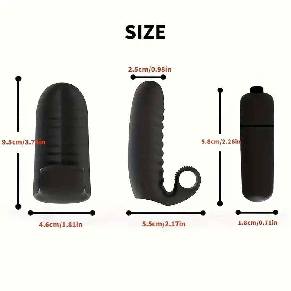 3.74in Mini Finger Black Vibrating Dildo With Bullet Sex Toy Vibrator