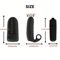 3.74in Mini Finger Black Vibrating Dildo With Bullet Sex Toy Vibrator