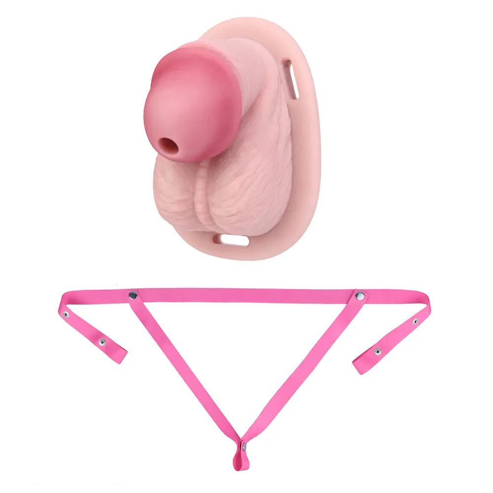 3.74in Real Hollow Chastity Cage Dildo Realistic Penis For Vagina Play