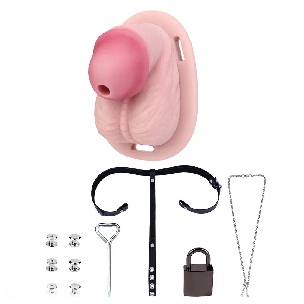 3.74in Real Hollow Chastity Cage Dildo Realistic Penis For Vagina Play