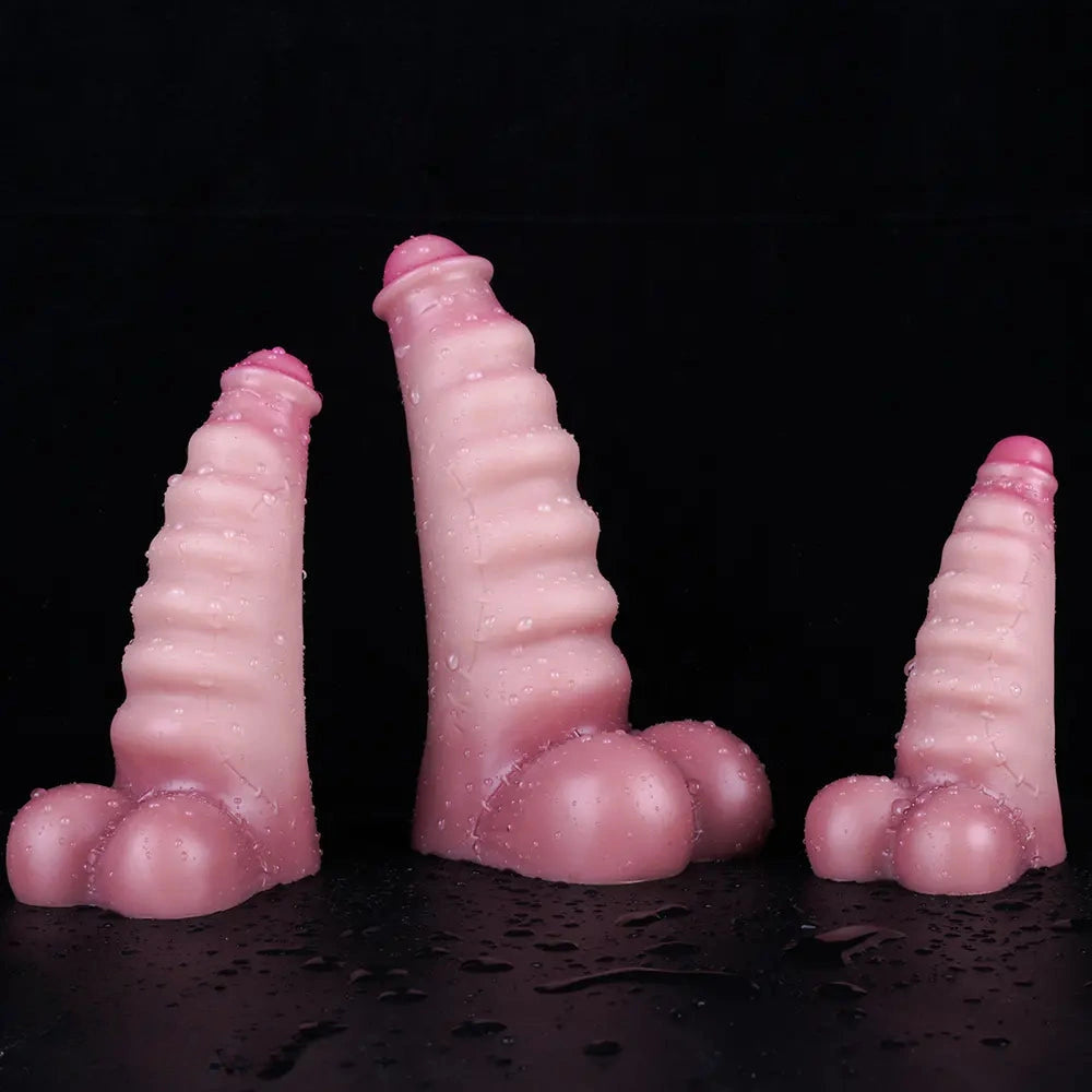 3.7in 4.72in 5.7in Liquid Silicone Mini Anal Dildo Wavy Pattern Cock