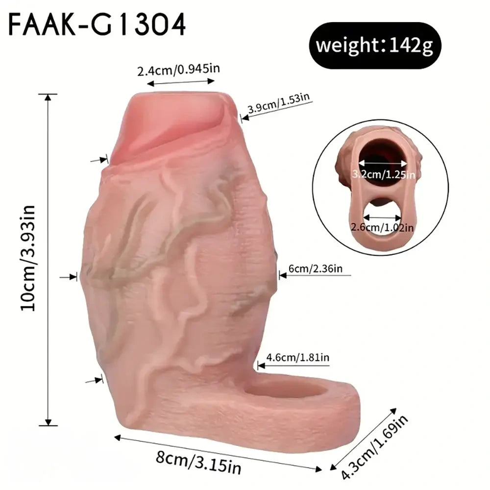 3.81in 3.93in 4.76in Small Flexible Realistic Silicone Sleeve Dildo