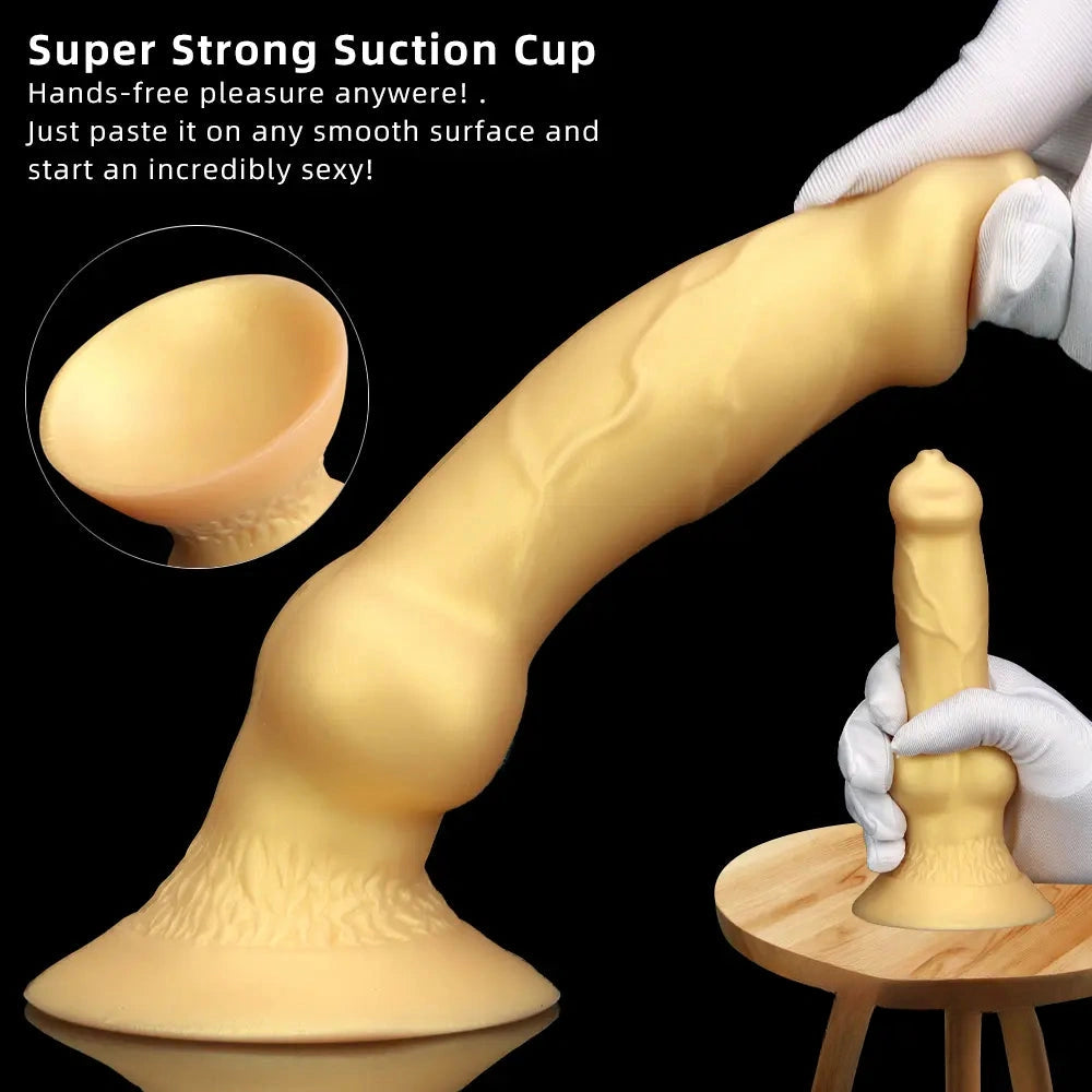 3.81in 7.48in Gold Silicone Soft Small Dog Dildo For Anal Vaginal Sex