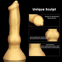 3.81in 7.48in Gold Silicone Soft Small Dog Dildo For Anal Vaginal Sex